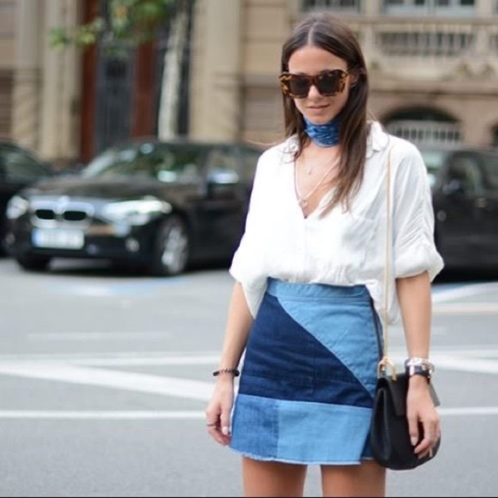 Zara Patchwork Denim Skirt